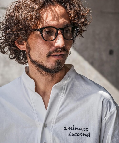 1minute 1second(ワンミニットワンセカンド)の「ms6425-ripstop band collar pullover shirt バンドカラープルオーバーシャツ(1M26N090)(シャツ/ブラウス・メンズ・ネイビー/ホワイト/ブラック・XL/L/M/S)」の5枚目の写真