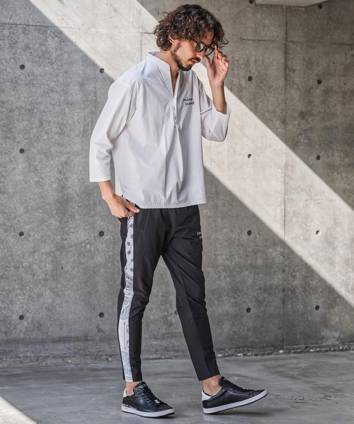 1minute 1second(ワンミニットワンセカンド)の「ms6425-ripstop band collar pullover shirt バンドカラープルオーバーシャツ(1M26N090)(シャツ/ブラウス・メンズ・ネイビー/ホワイト/ブラック・XL/L/M/S)」の7枚目の写真