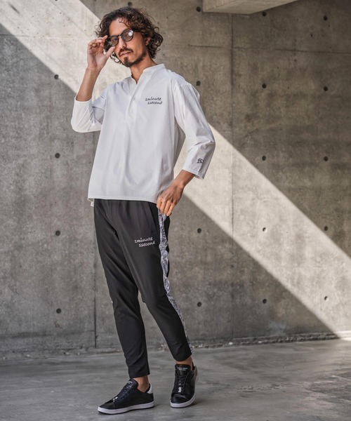 1minute 1second(ワンミニットワンセカンド)の「ms6425-ripstop band collar pullover shirt バンドカラープルオーバーシャツ(1M26N090)(シャツ/ブラウス・メンズ・ネイビー/ホワイト/ブラック・XL/L/M/S)」の8枚目の写真