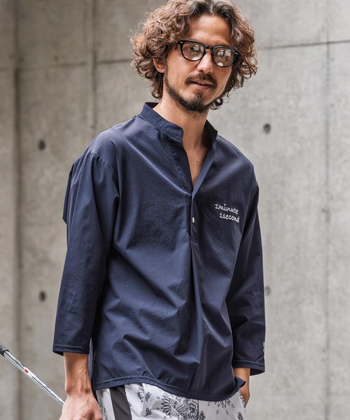 1minute 1second(ワンミニットワンセカンド)の「ms6425-ripstop band collar pullover shirt バンドカラープルオーバーシャツ(1M26N090)(シャツ/ブラウス・メンズ・ネイビー/ホワイト/ブラック・XL/L/M/S)」の11枚目の写真