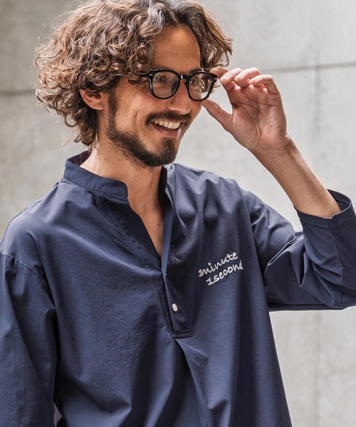 1minute 1second(ワンミニットワンセカンド)の「ms6425-ripstop band collar pullover shirt バンドカラープルオーバーシャツ(1M26N090)(シャツ/ブラウス・メンズ・ネイビー/ホワイト/ブラック・XL/L/M/S)」の12枚目の写真