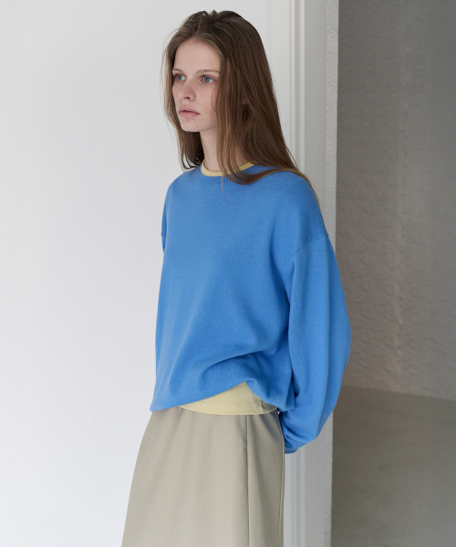 LEVAR(レバー)の「All-day Cotton Round Knit - Harbor Blue(ニット/セーター・レディース・その他・FREE)」の2枚目の写真