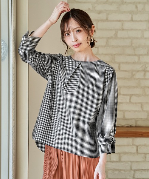IKKA LOUNGE(イッカラウンジ)の「2WAY袖リボンブラウス(シャツ/ブラウス・レディース・その他1/ネイビー/ブルー/オフホワイト・L/M/S)」の5枚目の写真