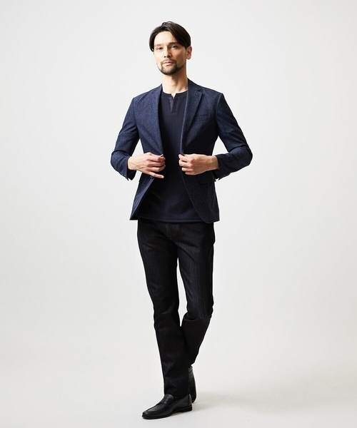 MICHEL KLEIN HOMME (ミッシェルクランオム)の「【セットアップ】メッシュプリントテーラードジャケット(テーラードジャケット・メンズ・ライトグレー/ネイビー・MEDIUM/LARGE/X-LARGE)」の6枚目の写真