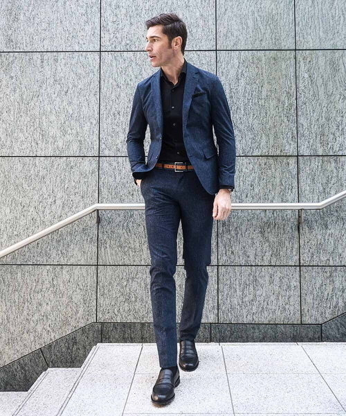 MICHEL KLEIN HOMME (ミッシェルクランオム)の「【セットアップ】メッシュプリントテーラードジャケット(テーラードジャケット・メンズ・ライトグレー/ネイビー・MEDIUM/LARGE/X-LARGE)」の7枚目の写真