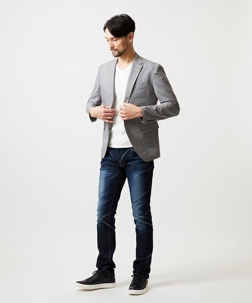 MICHEL KLEIN HOMME (ミッシェルクランオム)の「【セットアップ】メッシュプリントテーラードジャケット(テーラードジャケット・メンズ・ライトグレー/ネイビー・MEDIUM/LARGE/X-LARGE)」の11枚目の写真