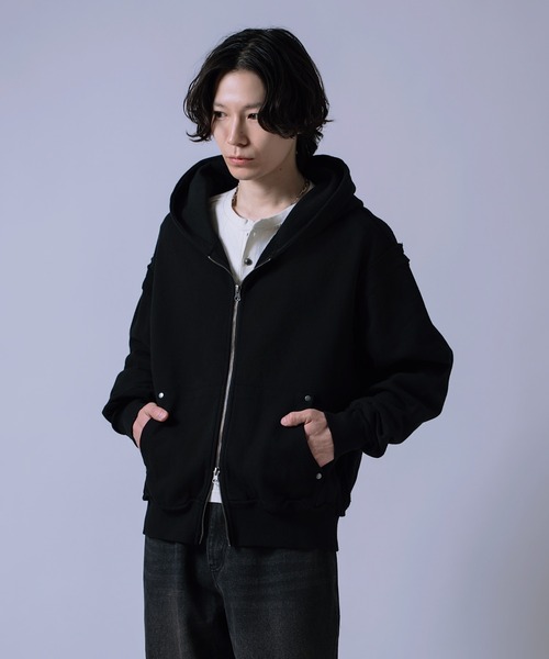 improves(インプローブス)の「ヴィンテージウォッシュ ショート丈 ジップパーカー(パーカー・メンズ・チャコール/ブラック・LARGE/X-LARGE/MEDIUM)」の8枚目の写真