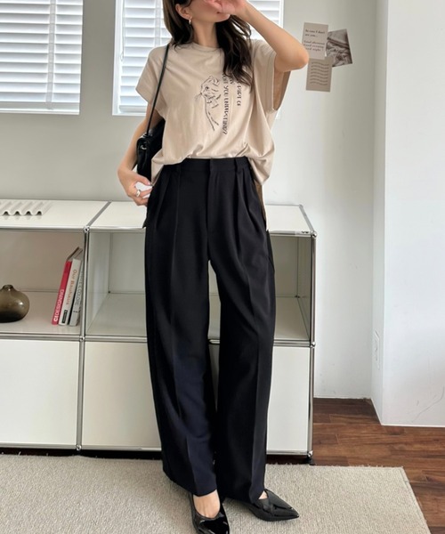 Ada.(エイダ)の「線画 キャット Tシャツ(Tシャツ/カットソー・レディース・ブラック/グレイッシュベージュ/オフホワイト・FREE)」の16枚目の写真