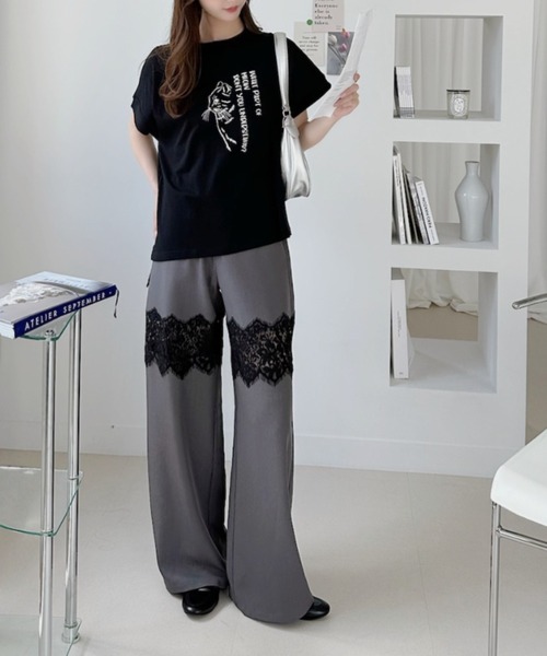 Ada.(エイダ)の「線画 キャット Tシャツ(Tシャツ/カットソー・レディース・ブラック/グレイッシュベージュ/オフホワイト・FREE)」の18枚目の写真