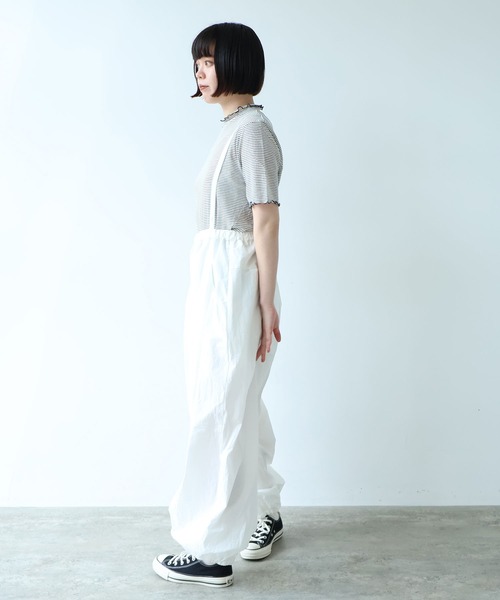bulle de savon（ビュルデサボン）の「△40/-強撚ダンプ ギャザーパンツ（その他パンツ・レディース・チャコールグレー/ピンク・FREE）」の4枚目の写真