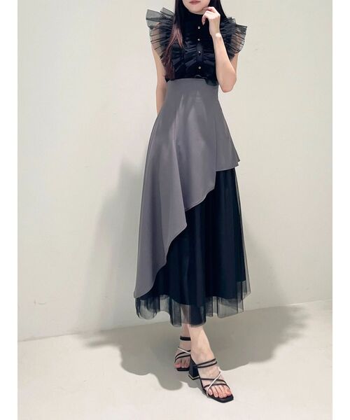 MERCURYDUO（マーキュリーデュオ）の「異素材使いアシメフレアスカート（スカート・レディース・グレー/ベージュ・SMALL/MEDIUM）」の10枚目の写真