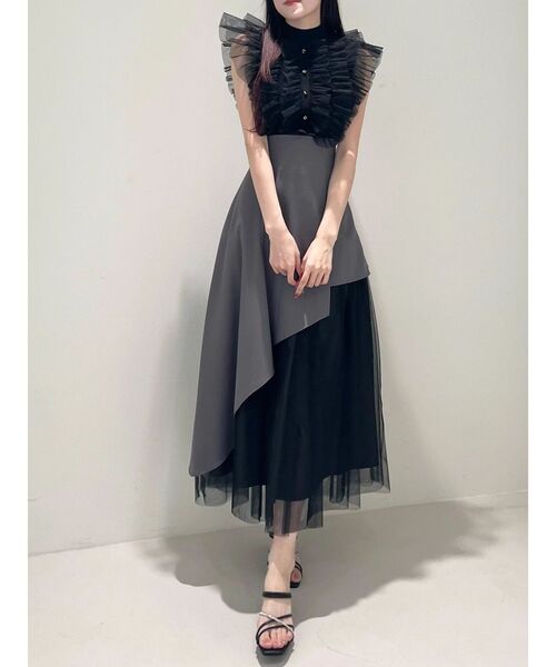 MERCURYDUO（マーキュリーデュオ）の「異素材使いアシメフレアスカート（スカート・レディース・グレー/ベージュ・SMALL/MEDIUM）」の11枚目の写真