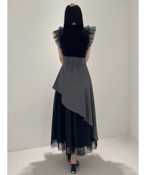 MERCURYDUO（マーキュリーデュオ）の「異素材使いアシメフレアスカート（スカート・レディース・グレー/ベージュ・SMALL/MEDIUM）」の12枚目の写真