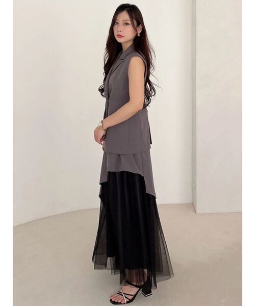 MERCURYDUO（マーキュリーデュオ）の「異素材使いアシメフレアスカート（スカート・レディース・グレー/ベージュ・SMALL/MEDIUM）」の18枚目の写真