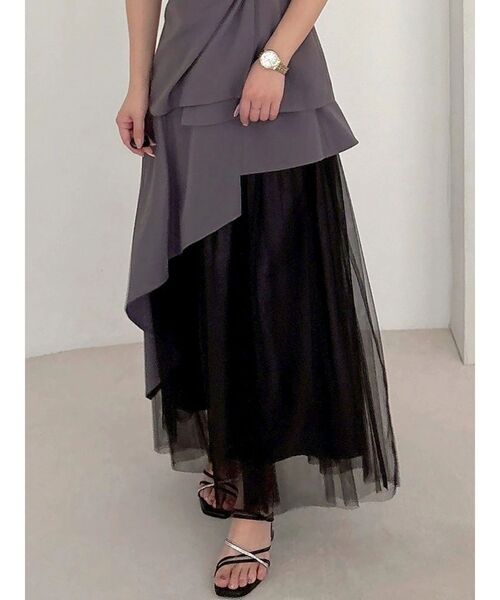 MERCURYDUO（マーキュリーデュオ）の「異素材使いアシメフレアスカート（スカート・レディース・グレー/ベージュ・SMALL/MEDIUM）」の20枚目の写真