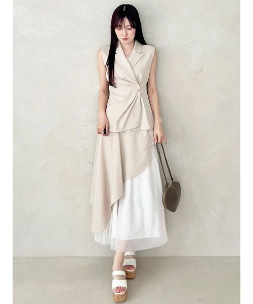 MERCURYDUO（マーキュリーデュオ）の「異素材使いアシメフレアスカート（スカート・レディース・グレー/ベージュ・SMALL/MEDIUM）」の21枚目の写真