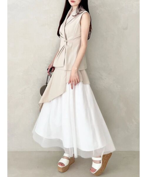 MERCURYDUO（マーキュリーデュオ）の「異素材使いアシメフレアスカート（スカート・レディース・グレー/ベージュ・SMALL/MEDIUM）」の22枚目の写真