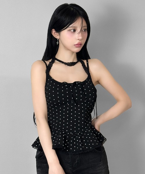 FOLLOWIN(フォロウィン)の「【カップ付き】レースマフラードットペプラムキャミ(キャミソール・レディース・ホワイト/ブラック/グレー・FREE)」の21枚目の写真