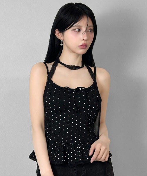 FOLLOWIN(フォロウィン)の「【カップ付き】レースマフラードットペプラムキャミ(キャミソール・レディース・ホワイト/ブラック/グレー・FREE)」の22枚目の写真