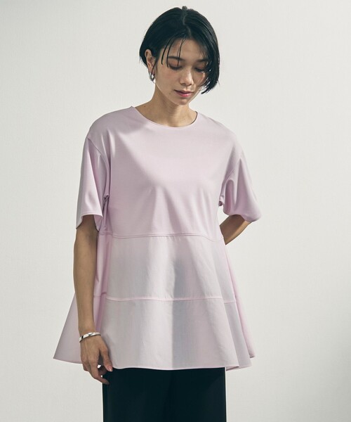 UNFILO(アンフィーロ)の「【VERY掲載】BEAUTY FORM-T コンビティアード Tシャツ(Tシャツ/カットソー・レディース・ブラック系/ベージュ系/ピンク系/ブラック系1/ホワイト系・X-LARGE/XX-LARGE)」の5枚目の写真