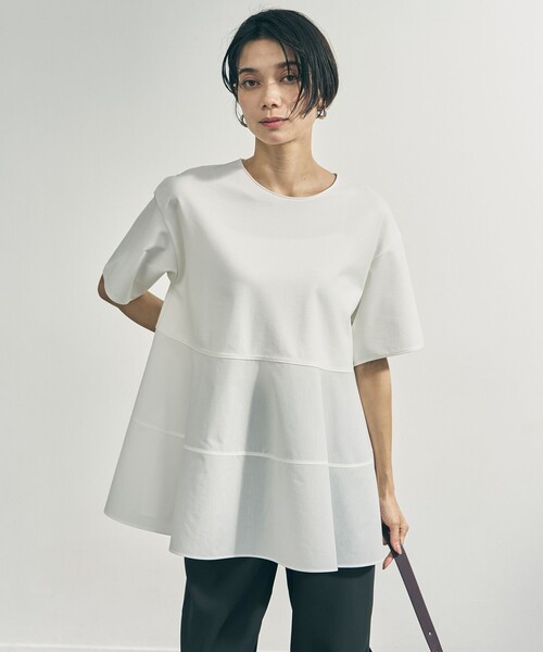 UNFILO(アンフィーロ)の「【VERY掲載】BEAUTY FORM-T コンビティアード Tシャツ(Tシャツ/カットソー・レディース・ブラック系/ベージュ系/ピンク系/ブラック系1/ホワイト系・X-LARGE/XX-LARGE)」の8枚目の写真