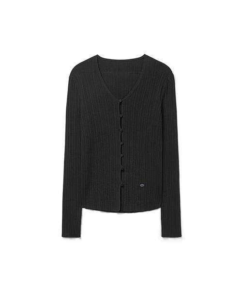 COSTUME O’CLOCK（コスチュームオクロック）の「[ITALY] スリムVネックリブカーディガン 10カラー COWCD003（カーディガン/ボレロ・レディース・グレー/ブラック/アイボリー系/グレー系/ベージュ系/ブラウン/ブラック系/オートミール/ブラウン系/アイボリー・F）」の3枚目の写真