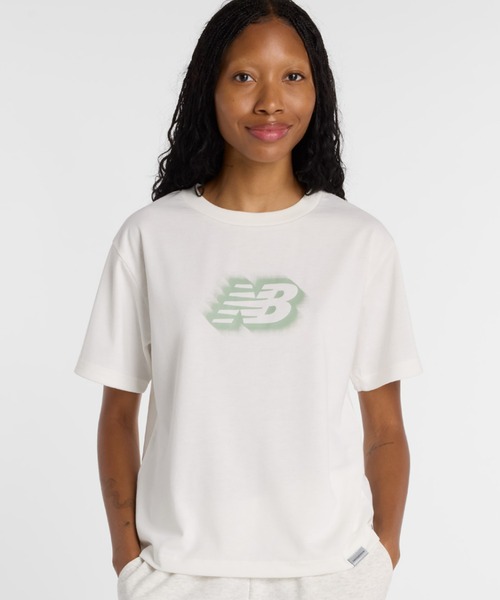 NEW BALANCE（ニューバランス）の「ニューバランス New Balance NBロゴTシャツ（Tシャツ/カットソー・レディース・ホワイト/ブラック/ライトグリーン・S/M/L/XL）」の2枚目の写真