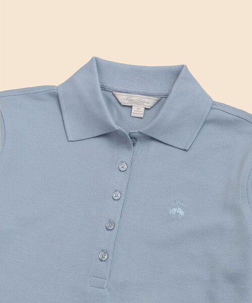 BROOKS BROTHERS(ブルックスブラザーズ)の「スーピマコットン ストレッチピケ GFロゴ シーズナルカラー ポロシャツ(ポロシャツ・レディース・ライム/ベージュ/イエロー/ブルー/ピンク・MEDIUM/SMALL/LARGE/X-SMALL)」の8枚目の写真
