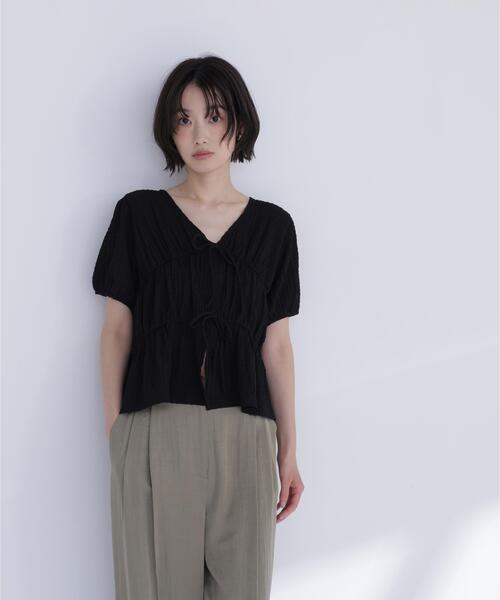 NATURAL BEAUTY BASIC(ナチュラルビューティーベーシック)の「フロントリボンシュリンクカットソー(Tシャツ/カットソー・レディース・ブルー/オフホワイト/ブラック・フリ-)」の20枚目の写真