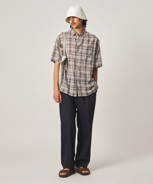 Steven Alan＞ マドラスチェック レギュラーカラー ショートスリーブ
