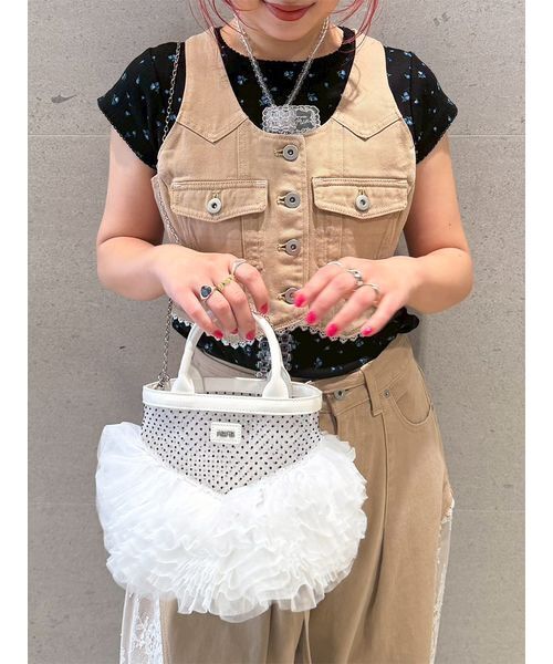 FURFUR(ファーファー)の「レースドッキングデニムベスト(ベスト・レディース・サックスブルー/ベージュ・F)」の19枚目の写真