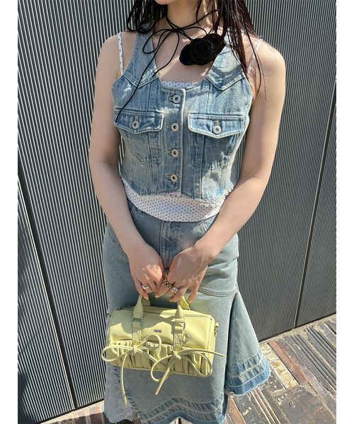 FURFUR(ファーファー)の「レースドッキングデニムベスト(ベスト・レディース・サックスブルー/ベージュ・F)」の22枚目の写真