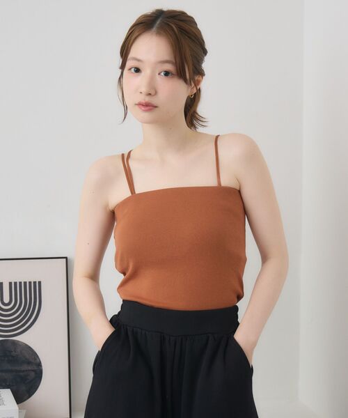 RETRO GIRL（レトロガール）の「2wayストラップカップ付キャミ（Tシャツ/カットソー・レディース・グリーン/オフホワイト/ブラック/オレンジ・FREE）」の14枚目の写真