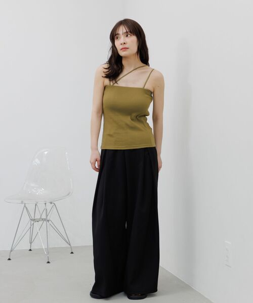 RETRO GIRL（レトロガール）の「2wayストラップカップ付キャミ（Tシャツ/カットソー・レディース・グリーン/オフホワイト/ブラック/オレンジ・FREE）」の7枚目の写真
