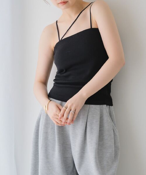 RETRO GIRL（レトロガール）の「2wayストラップカップ付キャミ（Tシャツ/カットソー・レディース・グリーン/オフホワイト/ブラック/オレンジ・FREE）」の5枚目の写真