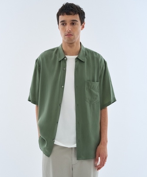 ESTNATION(エストネーション)の「ESTNATION / キュプラ ショートスリーブシャツ(シャツ/ブラウス・メンズ・カーキ/ブルー・LARGE/MEDIUM)」の3枚目の写真