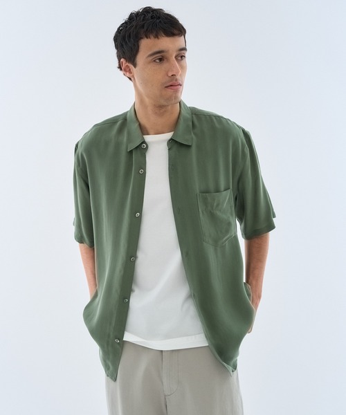 ESTNATION(エストネーション)の「ESTNATION / キュプラ ショートスリーブシャツ(シャツ/ブラウス・メンズ・カーキ/ブルー・LARGE/MEDIUM)」の4枚目の写真