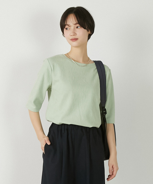 MELROSE claire(メルローズ クレール)の「【ジャガードリブシンプルセットインプルオーバー】(Tシャツ/カットソー・レディース・オフホワイト/ネイビー/セージグリーン・FREE)」の2枚目の写真