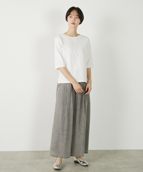 MELROSE claire(メルローズ クレール)の「【ジャガードリブシンプルセットインプルオーバー】(Tシャツ/カットソー・レディース・オフホワイト/ネイビー/セージグリーン・FREE)」の6枚目の写真