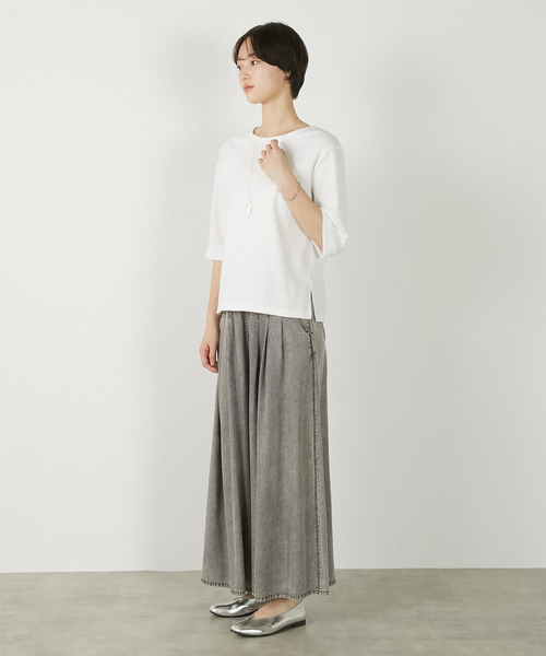 MELROSE claire(メルローズ クレール)の「【ジャガードリブシンプルセットインプルオーバー】(Tシャツ/カットソー・レディース・オフホワイト/ネイビー/セージグリーン・FREE)」の7枚目の写真