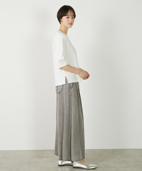 MELROSE claire(メルローズ クレール)の「【ジャガードリブシンプルセットインプルオーバー】(Tシャツ/カットソー・レディース・オフホワイト/ネイビー/セージグリーン・FREE)」の14枚目の写真