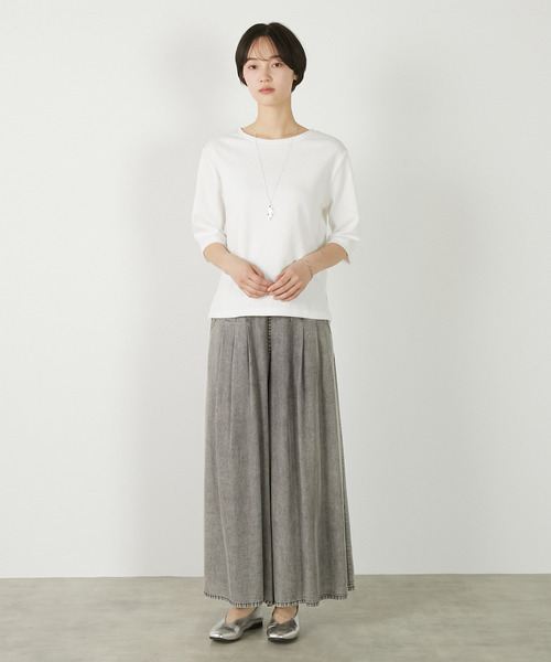 MELROSE claire(メルローズ クレール)の「【ジャガードリブシンプルセットインプルオーバー】(Tシャツ/カットソー・レディース・オフホワイト/ネイビー/セージグリーン・FREE)」の15枚目の写真