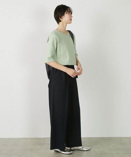 MELROSE claire(メルローズ クレール)の「【ジャガードリブシンプルセットインプルオーバー】(Tシャツ/カットソー・レディース・オフホワイト/ネイビー/セージグリーン・FREE)」の5枚目の写真