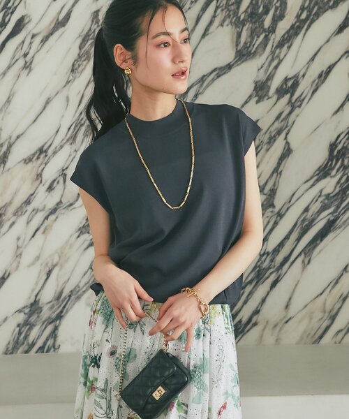 La boutique BonBon(ラブティックボンボン)の「【シリーズ累計お気に入り数1.5万突破!接触冷感・UVカット】クールタッチUVハイネックフレンチニット(ニット/セーター・レディース・ピンク/サックスブルー/チャコールグレー/ホワイト・FREE)」の15枚目の写真