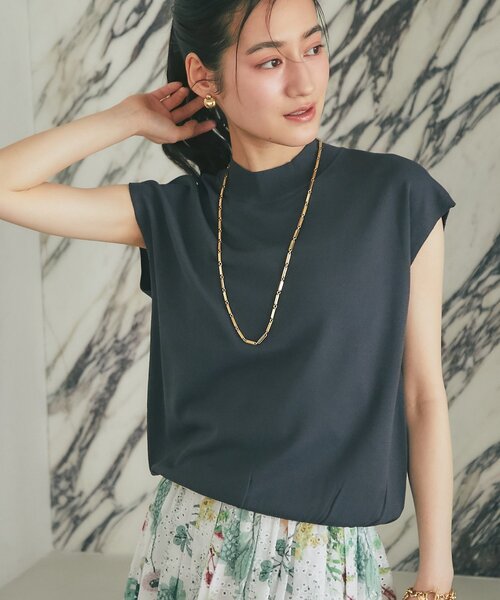La boutique BonBon(ラブティックボンボン)の「【シリーズ累計お気に入り数1.5万突破!接触冷感・UVカット】クールタッチUVハイネックフレンチニット(ニット/セーター・レディース・ピンク/サックスブルー/チャコールグレー/ホワイト・FREE)」の16枚目の写真