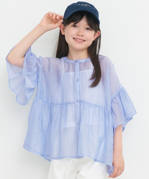 coca（coca）（コカ）の「【WEB限定セール】キッズ 親子お揃い シアークレープブラウス（シャツ/ブラウス・キッズ・レッド/ホワイト/ライトブルー・120/130/140/150）」の2枚目の写真