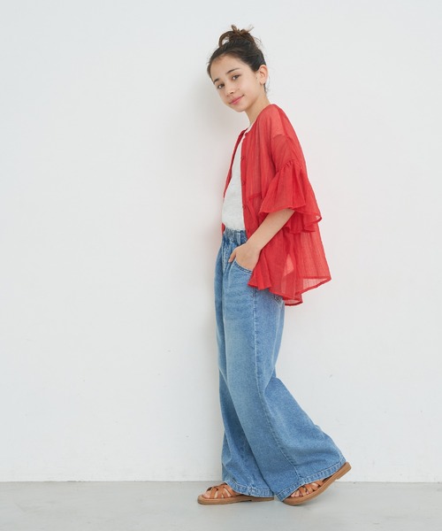 coca（coca）（コカ）の「【WEB限定セール】キッズ 親子お揃い シアークレープブラウス（シャツ/ブラウス・キッズ・レッド/ホワイト/ライトブルー・120/130/140/150）」の8枚目の写真