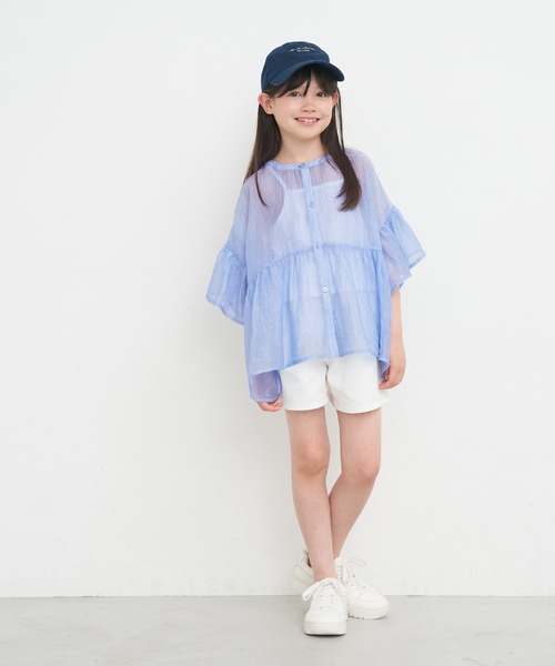 coca（coca）（コカ）の「【WEB限定セール】キッズ 親子お揃い シアークレープブラウス（シャツ/ブラウス・キッズ・レッド/ホワイト/ライトブルー・120/130/140/150）」の10枚目の写真