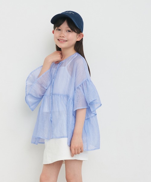 coca（coca）（コカ）の「【WEB限定セール】キッズ 親子お揃い シアークレープブラウス（シャツ/ブラウス・キッズ・レッド/ホワイト/ライトブルー・120/130/140/150）」の11枚目の写真