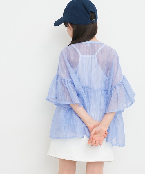 coca（coca）（コカ）の「【WEB限定セール】キッズ 親子お揃い シアークレープブラウス（シャツ/ブラウス・キッズ・レッド/ホワイト/ライトブルー・120/130/140/150）」の12枚目の写真
